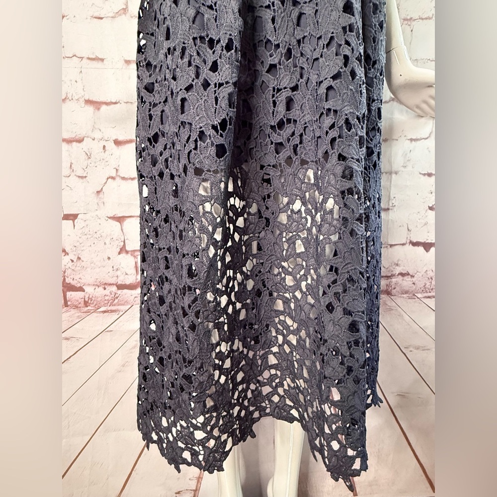 ANTHROPOLOGY MAEVE ASTR The LABEL Eyelet Lace Overlay Midi Dress Slate Blue M - Picture 13 of 15